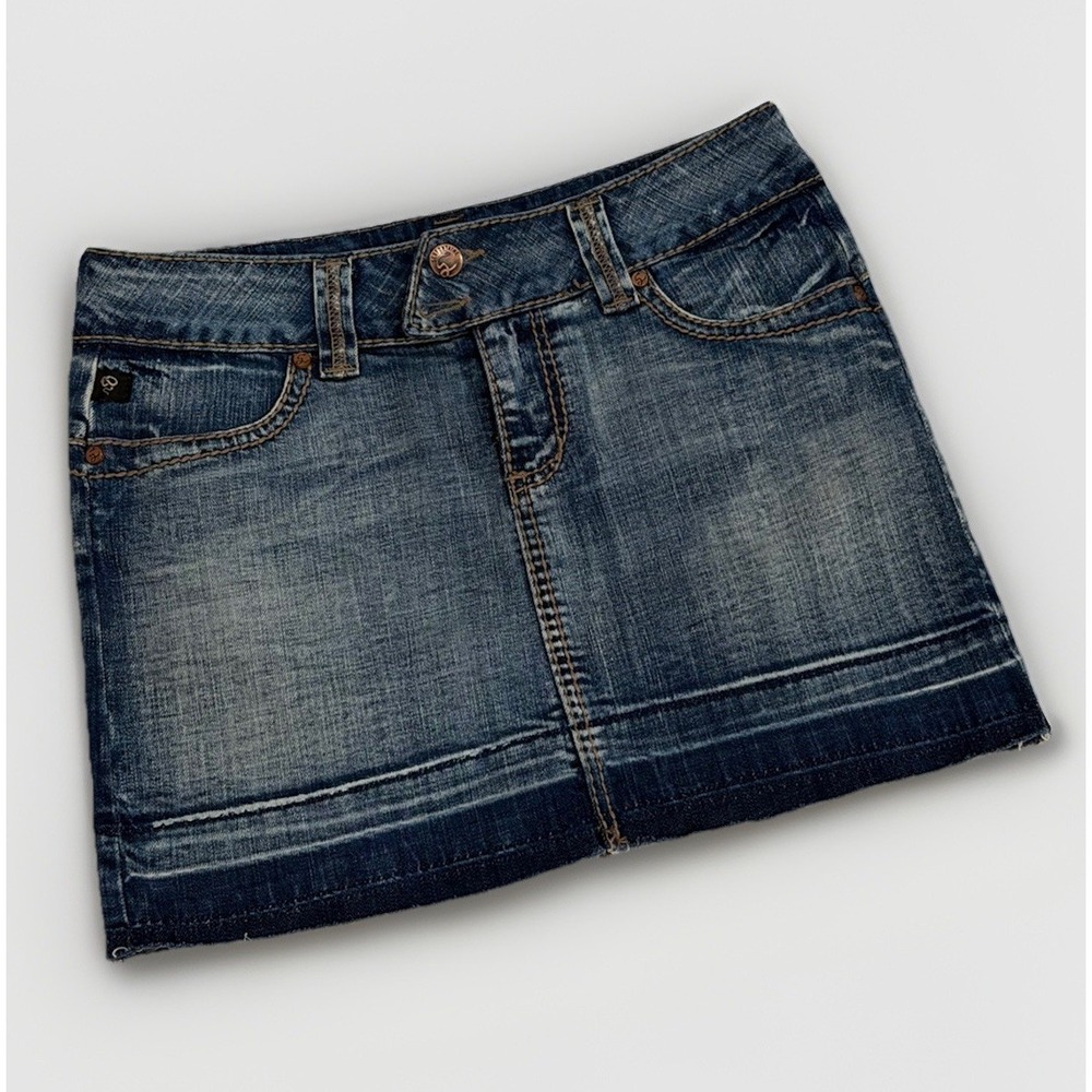 Serfontaine Denim Cotton Mini Skirt Size 26 California Y2K Preppy Skater Casual